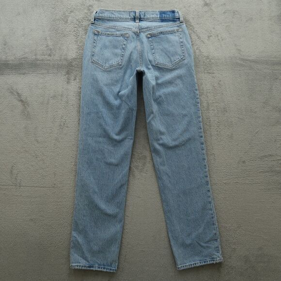 Abercrombie & Fitch Jeans Womens 4L Blue Mid-Rise Straight 32" Inseam Distressed - Picture 11 of 16